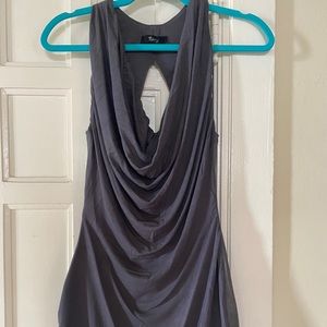 Sky grey vegan leather detail dress in grey